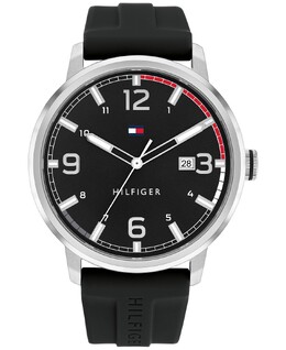Мужские часы с черным силиконовым ремешком, 46 мм Tommy Hilfiger 13936588 | black