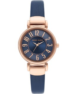 Женские часы с кожаным ремешком темно-синего цвета, 30 мм Anne Klein, синий 10575958 | navy blue