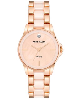 Женские часы с керамическим и металлическим браслетом 30 мм Anne Klein 15663004 | rose gold tone