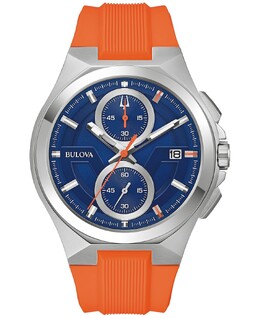 Мужские часы с хронографом Marc Anthony Maquina оранжевый силиконовый ремешок 46 мм Bulova 16560509 | orange