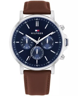 Мужские многофункциональные коричневые кожаные часы 43 мм Tommy Hilfiger, коричневый 16954325 | brown