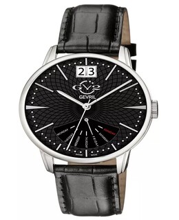 Мужские черные кожаные часы Rovescio 44 мм Gevril, черный 17343760 | black