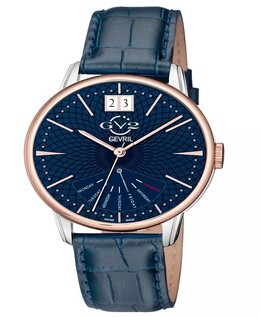 Мужские часы Rovescio синие кожаные 42 мм Gevril, синий 17343762 | blue