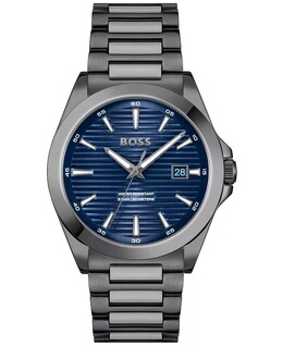 Мужские часы Strike Quartz Basic Calendar с ионным покрытием, серая сталь, 41 мм Hugo Boss, серый 19441589 | gray