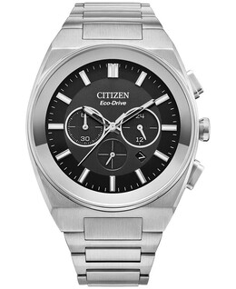 Eco-Drive Мужские часы с хронографом Modern Axiom с браслетом из нержавеющей стали, 43 мм Citizen, серебро 16473219 | silver-tone