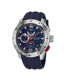 Мужские часы с синим силиконовым ремешком 47,5 мм Nautica 13417163 | blue