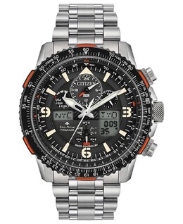 Мужские аналогово-цифровые часы Eco-Drive Promaster Skyhawk A-T с титановым браслетом, 45 мм Citizen 9573478 | stainless steel