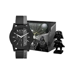 Часы мужские AE Darth Vader с кварцевым механизмом, силиконовым ремешком и черным циферблатом Armani Exchange ax1331礼盒款