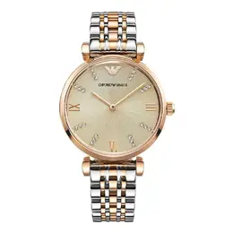 Наручные часы Emporio Armani с кварцевым механизмом, браслет из нержавеющей стали, золотой циферблат, женские ar1840玫瑰金