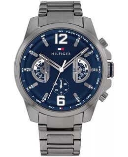Мужские кварцевые серые стальные часы с ионным покрытием, 46 мм Tommy Hilfiger, серый 19103364 | grey
