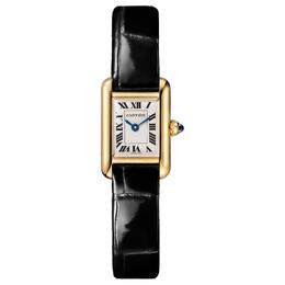 Cartier Картье Танк Де кварцевый механизм унисекс часы 24*16.5 мм серебристый циферблат корпус из 18-каратного золота ремешок из кожи крокодила wgta0212