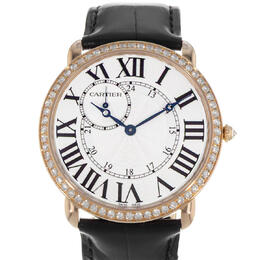 Pre-owned Cartier Ronde Louis Hand Wind Diamond Silver Dial Mens Watch wr007001