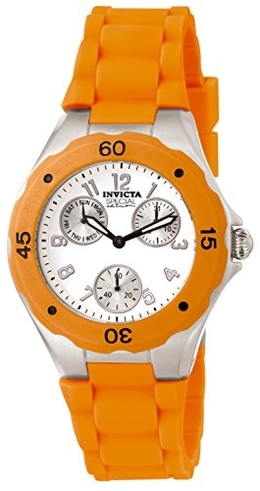 Invicta Angel Date Day White Dial Orange Silicone Ladies Watch 18792
