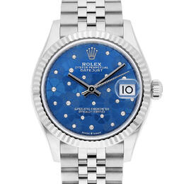 Rolex Datejust 31 Azzurro-Blue Floral Motif Diamond Dial Automatic Ladies Steel and White Gold Jubilee Watch m278274-0036