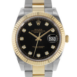 Pre-owned Rolex Datejust 41 Automatic Chronometer Diamond Black Dial Mens Watch 126333 bkdo