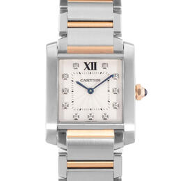 Pre-owned Cartier Tank Francaise Quartz Diamond Silver Dial Ladies Watch we110005