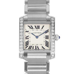 Pre-owned Cartier Tank Francaise Quartz Diamond Silver Dial Ladies Watch w4ta0009