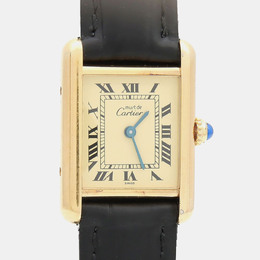 Cartier Tank Must W1003153 Quartz Gold Plated Silver Womens Wristwatch 20.5 mm 1218860