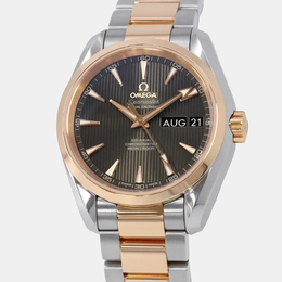 Omega Seamaster Aqua Terra Men's Automatic Watch Grey Dial 18k Rose Gold Accents Stainless Steel Case & Bracelet Model: CO 385426