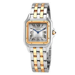Pre-owned Cartier Panthere Medium Model Silver Dial Ladies Watch w2pn0007