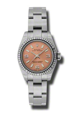 Pre-owned Rolex Lady Oyster Perpetual 26 Pink Dial Stainless Steel Oyster Bracelet Automatic Watch Ref:176234PASO