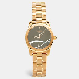 Tissot Black and Mother of Pearl Rose Gold Stainless Steel T-Wave T112.210.33.051.00 Women's Wristwatch 30 mm 1216857