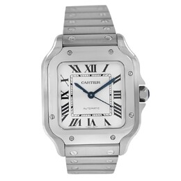 Pre-owned Cartier Santos De Cartier Silvered Opaline Dial Mens Watch wssa0010