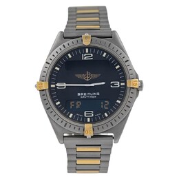 Pre-owned Breitling Aerospace Perpetual Alarm Chronograph Quartz Analog-Digital Chronometer Grey Dial Mens Watch f56059