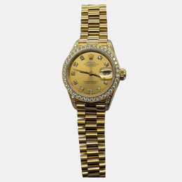 Rolex President Datejust 69158 Automatic Diamond 18K Yellow Gold Women's Wristwatch