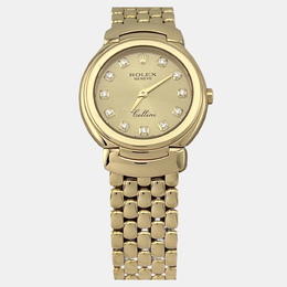 Rolex Cellini 6621 Quartz Champagne Men's Wristwatch Yellow Gold Case