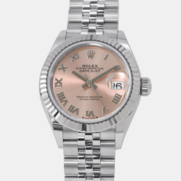 Rolex Datejust 279174 Women's Wristwatch - Automatic Pink Dial with Stainless Steel Case and White Gold Fluted Bezel