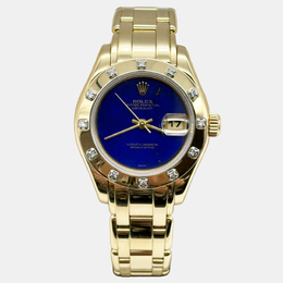 Rolex Pearlmaster 69318 Automatic Lapis Lazuli 18k Yellow Gold Women's Wristwatch