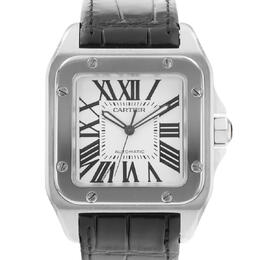 Pre-owned Cartier Santos 100 Automatic Silver Dial Mens Watch w20073x8