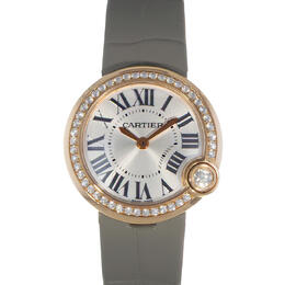 Pre-owned Cartier Ballon Blanc Quartz Diamond Silver Dial Ladies Watch wjbl0008
