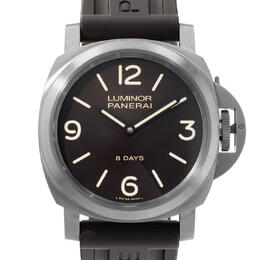 Pre-owned Panerai Luminor Base 8 Days Acciaio Brown Dial Mens Watch pam 00562