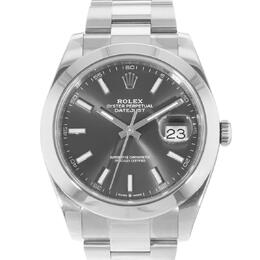Pre-owned Rolex Datejust 41 Automatic Chronometer Grey Dial Mens Watch 126300 gyso