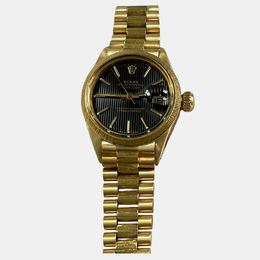 Rolex Datejust President 1221983 - Women's Automatic Wristwatch in Black Dial with Yellow Gold Case