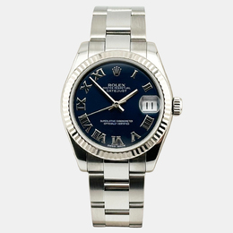 Rolex Datejust Midsize Women's Watch Ref. 178274 Automatic Stainless Steel Blue Dial