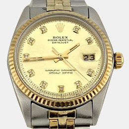 Rolex Datejust 1601 Automatic Champagne Diamond 14k Yellow Gold Stainless Steel Men's Wristwatch 36 mm 1221266