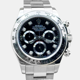 Rolex Cosmograph Daytona 116509 Automatic Black Diamond 18K White Gold Men's Wristwatch 40 mm 1221247