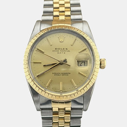 Rolex Date 15053 Automatic Men's Watch - Yellow Gold Stainless Steel Bracelet, Champagne Dial (Ref: 1221249)