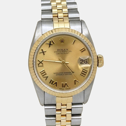 Rolex Datejust Reference 68273 Pre Owned Automatic Yellow Gold Dial Stainless Steel Men's Watch