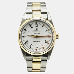Rolex Air-King 14000 Automatic White 14k Yellow Gold Stainless Steel Men's Wristwatch 34 mm 1221234