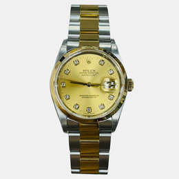 Rolex Datejust 16203 Stainless Steel 18k Gold Champagne Diamond Automatic Men's Watch