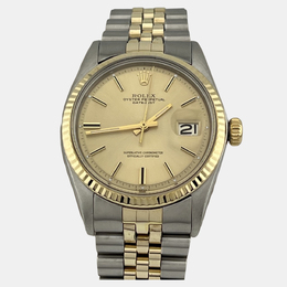 Rolex Datejust 1601 Automatic Champagne 14k Yellow Gold Stainless Steel Men's Wristwatch 36 mm 1220534