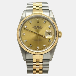 Rolex Datejust 16233 Automatic Champagne Diamond 18k Yellow Gold Stainless Steel Men's Wristwatch 36 mm 1220539