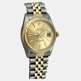 Rolex Datejust 16016 [1220535] Automatic Men's Wristwatch 36mm Stainless Steel and Yellow Gold Champagne Dial Tapestry