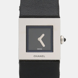 Chanel Matelassé Quarz-Uhr Edelstahl Lederarmband 19mm