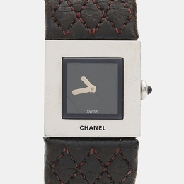 Chanel Matelasse Quartz Black Stainless Steel Women's Wristwatch Ref. 1217233