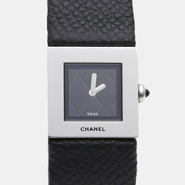 Chanel Matelasse Stainless Steel Black Wristwatch, 19 mm